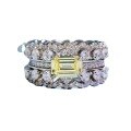 wholesale S925 Sterling Silver Women's Jewelry, Yellow Diamond Inlaid, European and American Luxury Geometric Double Row Full Diamond Ring Wholesale for Women-0-4