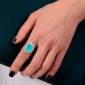 wholesale 925 Silver Shipei Jewelry 5ct Synthetic Paraiba Emerald 10*14 Oval High Carbon Diamond Ring for Women-0-3