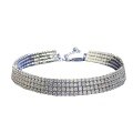 wholesale 18K White Gold Plated Sterling Silver High Carbon Diamond Four-Row Full Diamond Bracelet Couple Bracelet, Simple and Fashionable Silver Chain-0-4