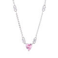 wholesale S925 Sterling Silver Pink Diamond Zircon Heart Necklace, Light Luxury Niche Women's New Trendy Design-0-4