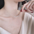 wholesale S925 Sterling Silver Geometric Twist Small Cube Necklace, Korean and Japanese Style Versatile Niche Collarbone Chain for Women-0-1