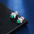 wholesale 925 Sterling Silver Emerald Simple Stud Earrings with High Carbon Diamond Zircon, Women's Live Streaming Cross-Border Ins Hit-0-2