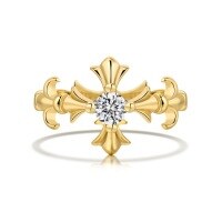 wholesale 925 Sterling Silver Cross-shaped Design Women's Ring for Index Finger-Gold DY121389-SG-WH 7