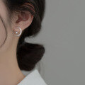 wholesale S925 Sterling Silver Moon Single Diamond Ear Studs, Korean Style Fresh and Simple Light Surface, One Style Two Ways to Wear Ear Accessories G1191-0-0