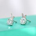 wholesale S925 Sterling Silver Moissanite Bunny Stud Earrings Wholesale, Mini Simple Style Women's Earrings Wholesale-0-1