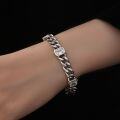wholesale Metal Material, Shipei Jewelry Rectangular Beveled 6*8 White 3ct High Carbon Diamond Cuban Chain Width 9mm European and American Super Sparkle Bracelet 17cm-0-1
