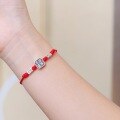 wholesale S925 Sterling Silver "Peace and Joy" Red String Couple Bracelet, Versatile Niche Design Woven Rope Accessory for Birth Year-0-2