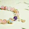 wholesale 925 Sterling Silver Peach Blossom Butterfly Bracelet for Women with Natural Amethyst Beads, Wholesale-0-1