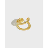 wholesale S925 Sterling Silver 1086 Korean Version INS Minimalist Double-layer Line Ear Clips Ear Latch for Women, Personalized Student Silver Earrings-18K gold [single] 925 silver