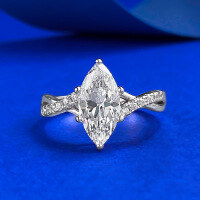 wholesale 18K Gold Jewelry New 6*12 Marquise Single Diamond Simple and Versatile Ring Elegant Proposal Ring Band for Women in European and American Style-R340 White Diamond Horseeye>No.7