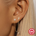 wholesale S925 Sterling Silver Asymmetric Star and Moon Earrings with Opal, Rhinestones, and Fringe Design-0-2