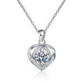 Sterling Silver 1-Carat Moissanite Women's Heart Pendant Necklace-0-3