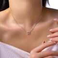 Sterling Silver Hollow-Out Wish Star Moon Necklace, Non-Fading Moissanite, Ins Style-0-2