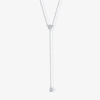 wholesale S925 Sterling Silver Classic Round Diamond Pendant Y-Necklace with Tassel,INS-Gold 925 silver