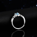 Sterling Silver Natural Blue Topaz Moissanite Ring One Carat Oval Twist Setting-0-1
