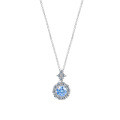 S925 Sterling Silver Aquamarine Moissanite Full-Diamond Necklace for Women-0-3