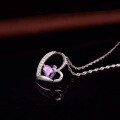 wholesale S925 Sterling Silver Women's Korean-style Simple Heart Zircon Pendant Necklace Fashion Accessory Wholesale-0-1