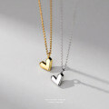 Sterling Silver Geometric Faceted Heart Pendant Necklace, Minimalist Design-0-0