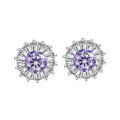 wholesale S925 Sterling Silver Moissanite Sunflower Stud Earrings, Versatile and Simple Fashion Earrings for Wholesale Live Streaming-0-13