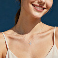 S925 Silver D Color Moissanite Cross Pendant Necklace for Women-0-0