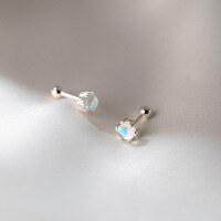 wholesale S925 Silver Round Light Bead Synthetic Ear Studs for Women, Japanese and Korean Style Small Fresh Minimalist Ear Accessories G6939-S925 silver pair 925 silver