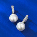 wholesale S925 Sterling Silver 11mm Pearl Earrings with Luxurious Micro-Setting, Ins-Style Women's Jewelry, Hot Seller in Live Streams-0-2