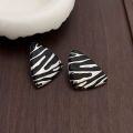 wholesale 925 Sterling Silver Vintage Style Zebra Stripes Drip Glaze Ornate Stud Earrings for Women, Unique and Personalized Jewelry-0-1