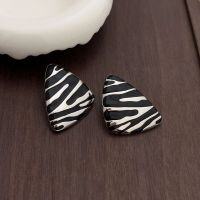 wholesale 925 Sterling Silver Vintage Style Zebra Stripes Drip Glaze Ornate Stud Earrings for Women, Unique and Personalized Jewelry-Sterling silver