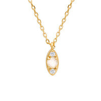 wholesale S925 silver plated with 14K gold, Japanese-style minimalist, sandblasted design, white crystal + white zircon necklace-White crystal + white zirconium necklace>925 silver