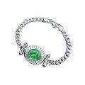 wholesale S925 Silver Zhuzhufan Jewelry New 10*12mm Paraiba Green Cuban Chain Bracelet for Women Fashion Wear-0-4