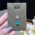 Metal Earrings and Necklace Set, Light Luxury Style, Paraiba Color Drop Design-0-2