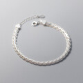 wholesale S925 Sterling Silver Woven Ripple Bracelet, Ins Style Minimalist Design, Elegant Women's Accessory S6318-0-2