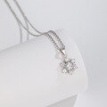 wholesale S925 Sterling Silver Micro-Paved Zircon Snowflake Pendant, Cute and Fresh Style Versatile Necklace with Free Engraving Factory Wholesale-0-2