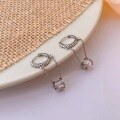 wholesale S925 Sterling Silver Maker's Slim Waist Chain Ear Clasp with Sparkling Diamonds, Fashionable Niche Long Elegant Earrings, Gift for Best Friend-0-1