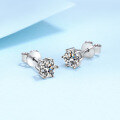 wholesale PT950 plated S925 silver six-prong earrings for women, cold style moissanite simulated diamond earrings-0-1