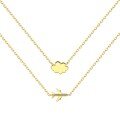 wholesale S925 Sterling Silver Korean Light Luxury Women's Small Airplane Cloud Double-Layer Choker Necklace, Creative and High-End-0-6