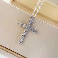 wholesale Metal Material First, Amazon eBay Cross-Border Dropshipping European and American Fashion Accessories Religious Cross Jesus 28mm Round Moissanite Necklace-0-3