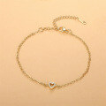 wholesale Brass Metal Hot-selling New Heart-shaped Inlaid Zircon Bracelet, Cross-border Trendy, Unique, Versatile Hand Accessory-0-3