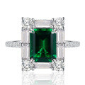 wholesale Silver jewelry new rectangular 2ct simulated emerald 7*9 ultra sparkle high carbon diamond-0-5