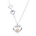 wholesale 999 Silver Maker's Auspicious Cloud Freshwater Pearl Necklace, Fashionable and Versatile Small Design High-End Sense Collarbone Chain-0-4