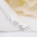 wholesale S925 Sterling Silver English LOVE Bracelet for Women, Korean Style Minimalist Niche Design Silver Bangle Fashion Versatile Hand Jewelry-0-1