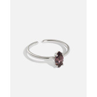 wholesale S925 sterling silver 087 Korean version INS minimalist elegant inlaid synthetic emerald tourmaline open ring for women-18K Gold [No. 13/Adjustable] Opening adjustable