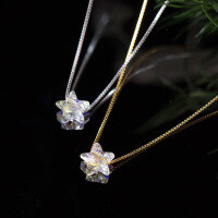 wholesale S925 Sterling Silver Fresh and Sweet Ins Style Niche Design Exquisite Iridescent Star Necklace Y01820-S925 silver necklace silver 925 silver