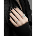 wholesale S925 Sterling Silver 847 Original Niche Design New Chinese Style Irregular Crease Texture Aquamarine Open Adjustable Ring for Women-0-3