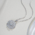 925 Silver Pendant Moissanite Necklace, Classic Six-Prong Snowflake Sunflower for Women, Factory Live Drop Shipping-0-0