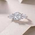 Sterling Silver S925 Light Luxury Closed Panyu Wholesale Cross-border Round Moissanite Women's Ring-0-2