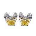 wholesale Metal S925, imported high-carbon diamond, 6*8 oval cut, wealth-attracting yellow diamond ear studs, hot-selling in live broadcasts-0-4