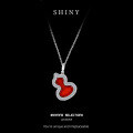 Sterling Silver New Fine Craft Gourd Necklace with Mother-of-Pearl and Red Agate-0-5