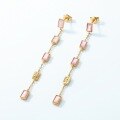 wholesale S925 Sterling Silver Gold-Plated New Korean Light Luxury Style Minimalist Geometric Pink Shell Earrings Long Stud Wholesale-0-1