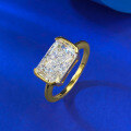 wholesale S925 silver gold-plated ring with 7*11mm rectangular ice-cut flower,-0-2